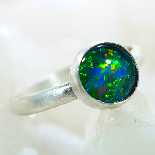 *CHIAROSCURO STERLING SILVER AUSTRALIAN OPAL RING