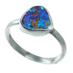*   OPULENT ORIGINS STERLING SILVER AUSTRALIAN SOLID BOULDER OPAL RING