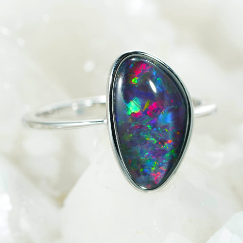   *    MARCELLA STERLING SILVER AUSTRALIAN OPAL RING