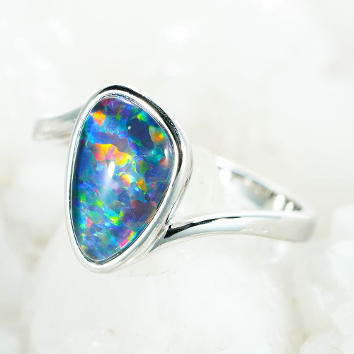 * 1 POLAROID STERLING SILVER AUSTRALIAN OPAL RING