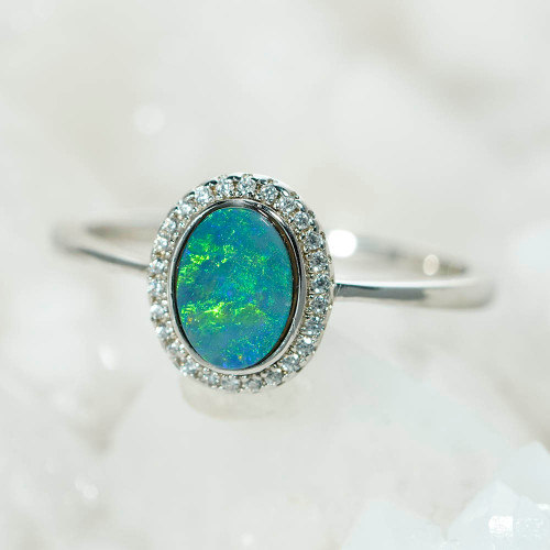 *LUMINOSITY STERLING SILVER AUSTRALIAN OPAL RING