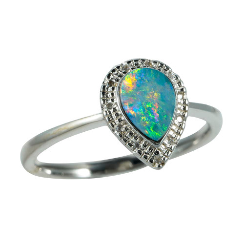 *GLIDED STERLING SILVER AUSTRALIAN OPAL RING