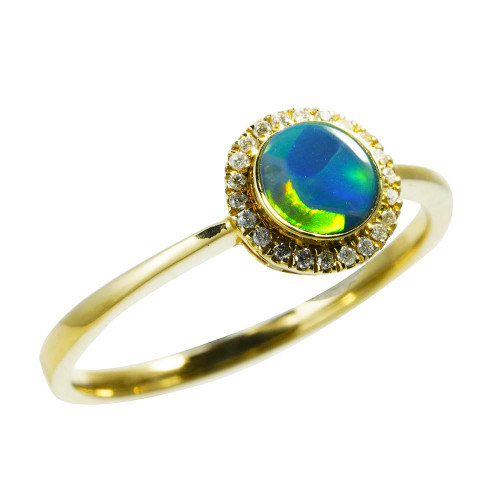 * 1  AMBIANCE 14KT GOLD & DIAMOND OPAL RING