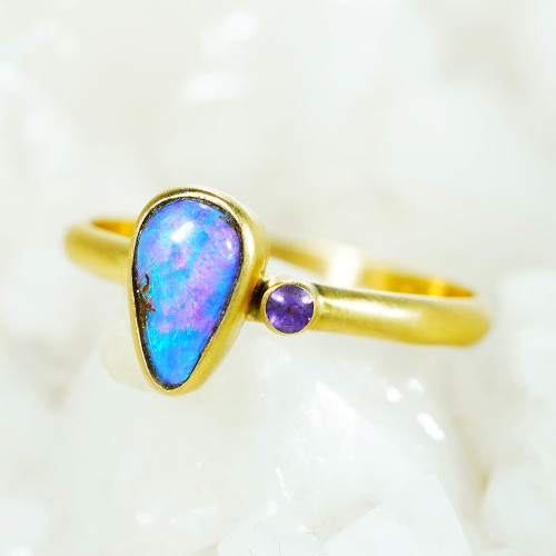 *INDULGENCE14KT GOLD & AMETHYST OPAL RING