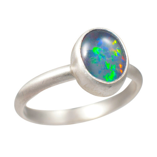 *AGELESS ADORN STERLING SILVER AUSTRALIAN OPAL RING