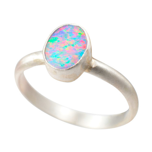 *CLASSIC CHARM STERLING SILVER AUSTRALIAN OPAL RING