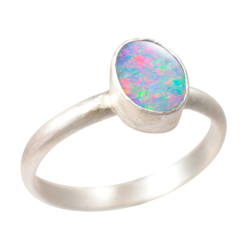 *CLASSIC CHARM STERLING SILVER AUSTRALIAN OPAL RING