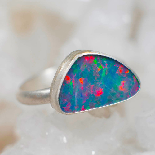 *ARTISAN BLOSSOM STERLING SILVER AUSTRALIAN OPAL RING