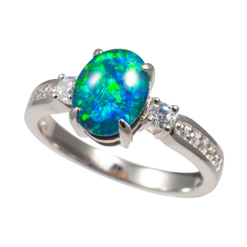   *    AN UP TEMPO STERLING SILVER AUSTRALIAN OPAL RING