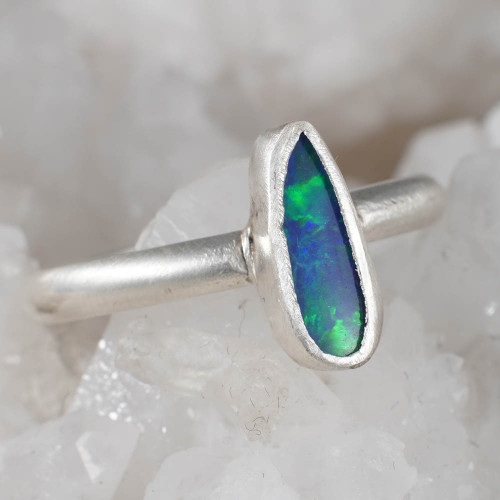 * 1 CLASSIC OPAL STERLING SILVER AUSTRALIAN OPAL RING