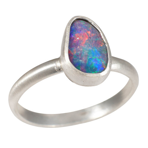 *DREAM COLOR STERLING SILVER AUSTRALIAN OPAL RING