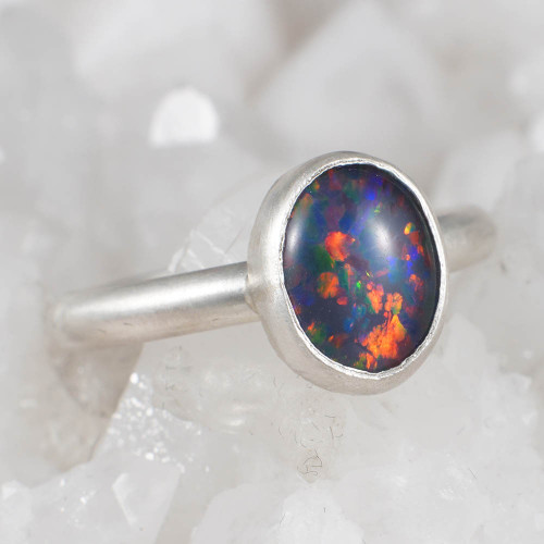 * 1 OPAL CREATION STERLING SILVER AUSTRALIAN OPAL RING