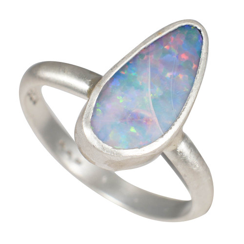 *ANCIENT GEM STERLING SILVER AUSTRALIAN BOULDER OPAL RING