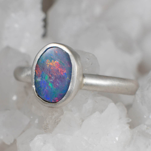 *DREAM MACHINE STERLING SILVER AUSTRALIAN OPAL RING