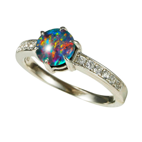 *   PRISM PETALS STERLING SILVER AUSTRALIAN OPAL RING