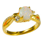   *    A  MARLENE 18KT YELLOW GOLD PLATED & CUBIC ZIRCONIA AUSTRALIAN WHITE OPAL RING