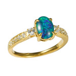   *    ALONDRA 18KT YELLOW GOLD PLATED & CUBIC ZIRCONIA AUSTRALIAN OPAL RING