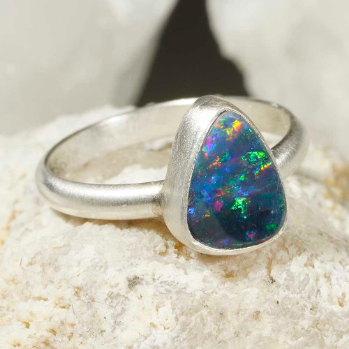 *  TAMARA STERLING SILVER AUSTRALIAN OPAL RING