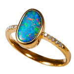   *    A  COLOR CASCADE 14KT YELLOW GOLD & DIAMOND AUSTRALIAN OPAL RING