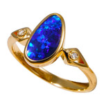   *    A  DREAMY DELIGHT 14KT YELLOW GOLD & DIAMOND AUSTRALIAN OPAL RING