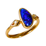   *    A  DREAMY DELIGHT 14KT YELLOW GOLD & DIAMOND AUSTRALIAN OPAL RING