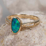   *    ETHEREAL FUN 14KT YELLOW GOLD & DIAMOND AUSTRALIAN OPAL RING