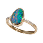   *    A   MOSAIC MINGLE 14KT YELLOW GOLD & DIAMOND AUSTRALIAN OPAL RING