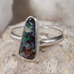 *   CAPTURED ART SILVER SOLID BOULDER OPAL RING