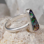 *   CAPTURED ART SILVER SOLID BOULDER OPAL RING