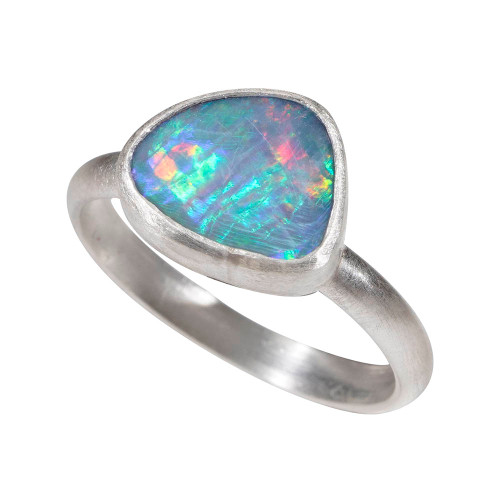 *  LIGHT MOTIVE STERLING SILVER AUSTRALIAN OPAL RING