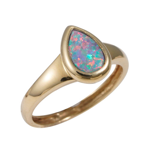 *  YARA 14KT YELLOW GOLD AUSTRALIAN OPAL RING