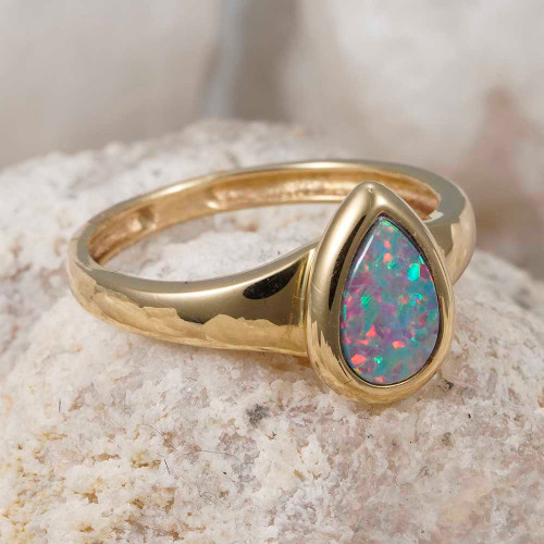 *  YARA 14KT YELLOW GOLD AUSTRALIAN OPAL RING