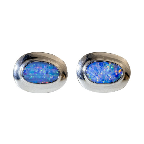 ALL FOR YOU STERLING SILVER AUSTRALIAN OPAL CUFFLINKS