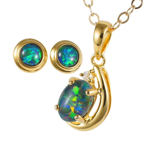 * NOLITA 18KT GOLD PLATED AUSTRALIAN OPAL JEWELRY SET