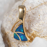 * DEL REY 14KT GOLD & DIAMOND AUSTRALIAN OPAL JEWELRY SET