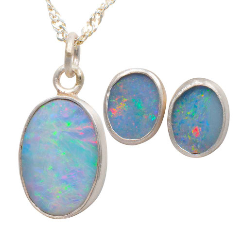 OPAL MOVEMENT STERLING SILVER AUSTRALIAN OPAL JEWELLERY SET