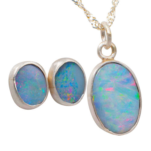 OPAL MOVEMENT STERLING SILVER AUSTRALIAN OPAL JEWELLERY SET