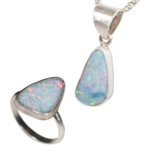 *DREAM GEMS STERLING SILVER OPAL JEWELLERY SET