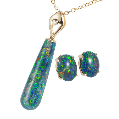 SUMMER SKY 14KT GOLD & DIAMOND OPAL JEWELRY SET