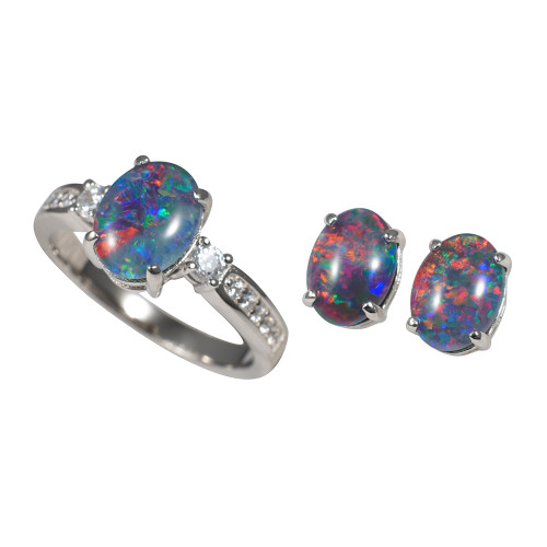 RICH OPAL SILVER OPAL JEWELRY SET